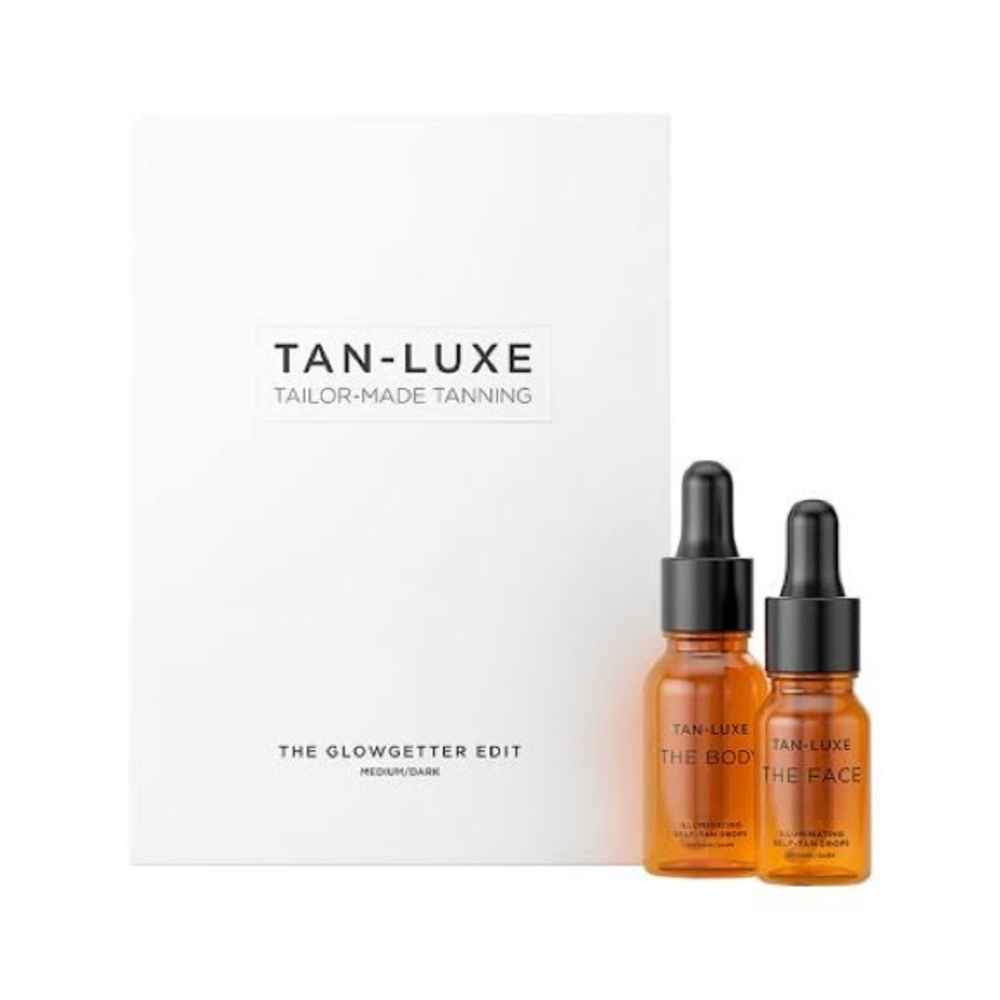 Tan Luxe The Glow Getter Edit Self Tanning Drops Face & Body Bundle Set-Dark/Med